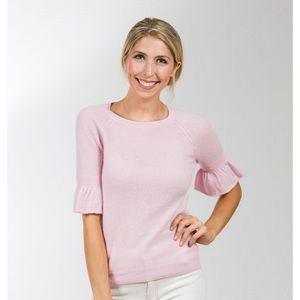 Pink cashmere shirt sleeve sweater